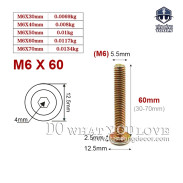 Bulong Lục Giác Chìm M6 x 60 mm – 25 Con